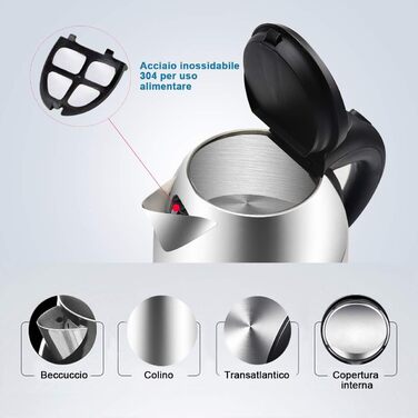 Електрочайник EXTRASTAR з нержавіючої сталі, 1.2 л