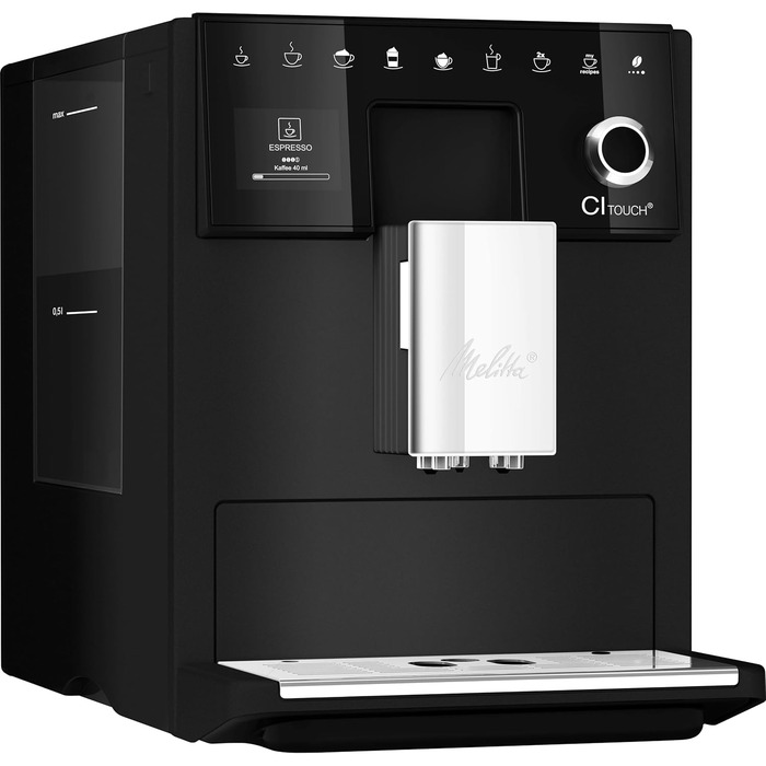 Melitta CI Touch - Fully automatic coffee machine with milk system, coffee machine with integrated grinder and milk frother, for e.g. espresso or cappuccino, frosted black facelift