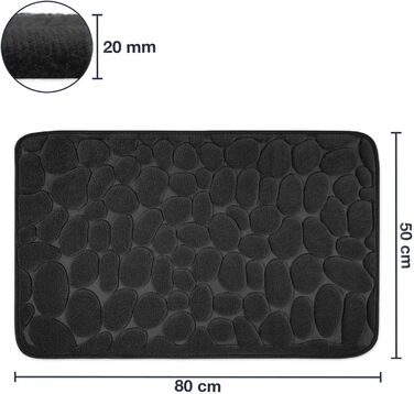 Memory Foam Bathroom Rug - Non-Slip Washable & Quick-Drying Bath Mat - 50x80 cm Black