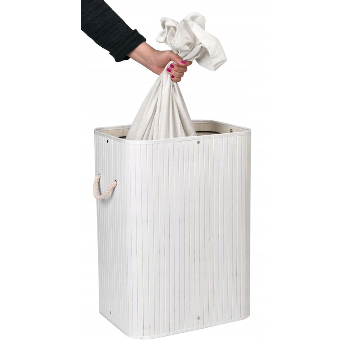 Кошик для білизни та одягу з кришкою, 80 л, 1 секція, білий