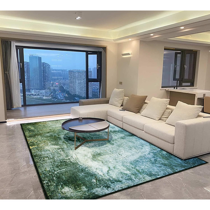 Великий килим 200x300 см для вітальні, дитячої, блакитно-зелений, сучасний, абстрактний, з антиковзаючою основою