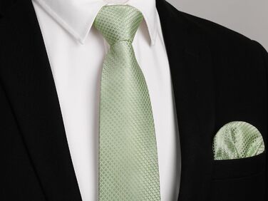 HISDERN Комплект краватки та нагрудного хустинки для чоловіків: стильна краватка в клітинку з квітковим принтом, елегантний класичний дизайн (Salbeigrün-3)