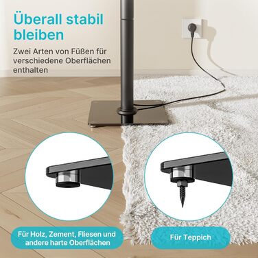 Підставка для акустики саундбару, універсальна, чорна, 76.5 см, 25 кг, з кабелеуправлінням та скляною основою (1 шт.)