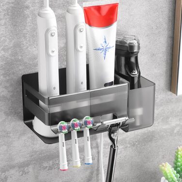 Тримач для електричної зубної щітки з нержавіючої сталі, настінний, без свердління, для 3 щіток та аксесуарів