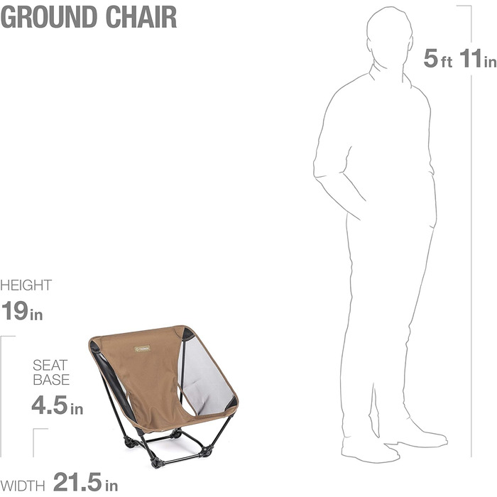 Стілець Helinox Ground Chair: легкий, складний, для кемпінгу та подорожей (Coyote Tan)