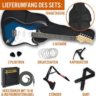 Електрогітара 3rd Avenue XF 4/4 Ultimate Kit з підсилювачем 10W, тюнером, аксесуарами та чохлом (блакитна)