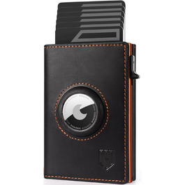 Портмоне DODENSHA® MagSnap для чоловіків з RFID захистом, відділенням для AirTag, картхолдером та відділенням для монет. Чорно-помаранчевий колір.