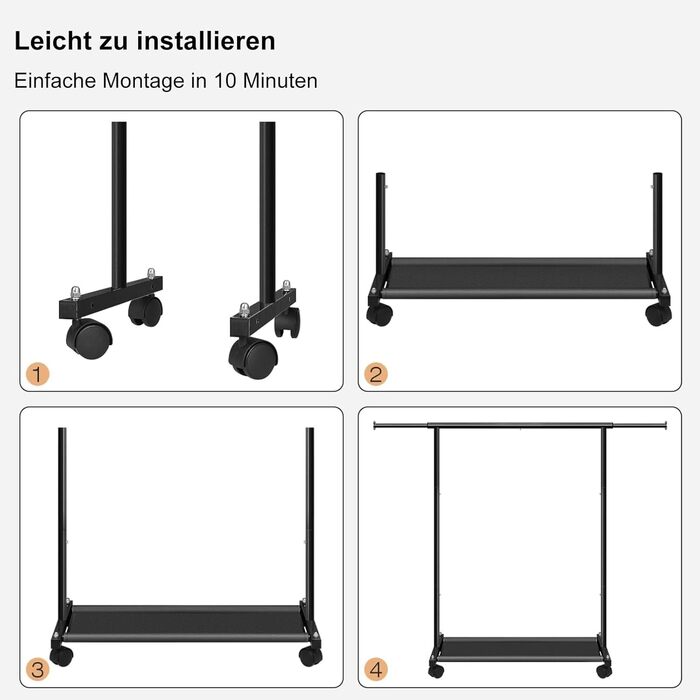 MISSLO Small Clothes Rack for Hanging Clothes, Rolling Garment Rod Stable for Kids, Toddler, Baby, Little Girls, Adults (Black)