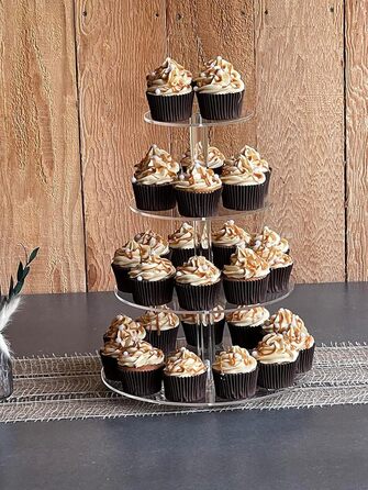 Підставка для капкейків Fhmidic на 6 ярусів, акрилова етажерка, 6-ярусний дисплей для десертів, тортів, випічки, для вечірок, днів народжень, дитячих свят, хрестин (кругла)