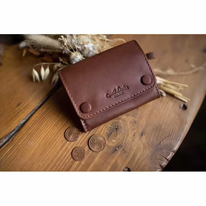 Gusti Tabaktasche Leather - Lutz Spinning Wheel Tobacco Pouch Fine Cut Pouch Brown Leather