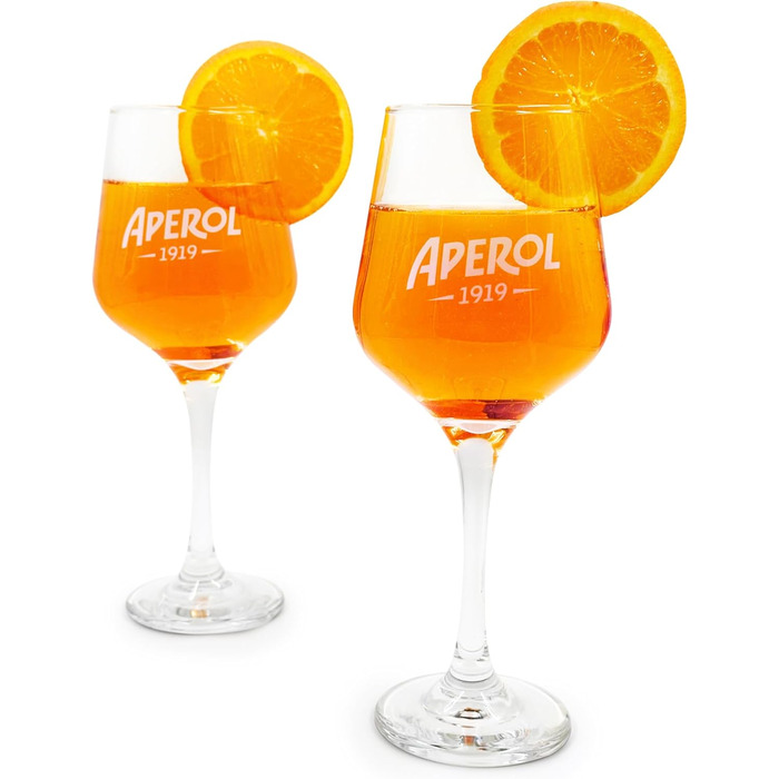 Maxito Original Aperol Spritz Glasses - 4 Pack | Modern Cocktail Glasses | Aperol Spritz Gift Set | Orange Drinking Glasses Set