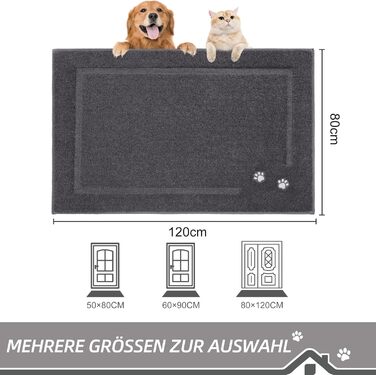 Килимок для дому BEQHAUSE 80x120 см, сірий - для входу, коридору, передні/задні двері, миється