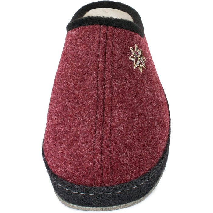 Жіночі фетрові домашні тапочки Schawos Lisa, теплі, з підкладкою з шерсті, з устілкою, міцна підошва, неслизькі, 39 EU, Бордовий