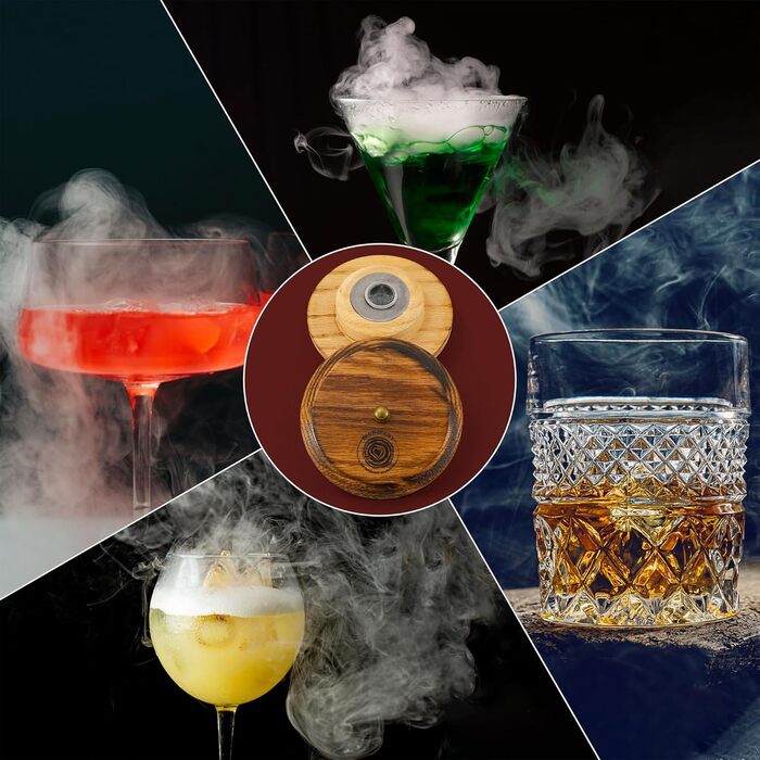 Набір для копчення коктейлів з факелом та 4 смаками дерев'яної стружки, Bourbon - Набір для копчення віскі, коктейлів Old Fashioned, подарунок для чоловіка, друга, чоловіка та тата (без бутану)