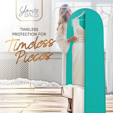 Чохол для одягу, 182.9 см, для весільної сукні, з міцного дамасту (Tiffany Blue)