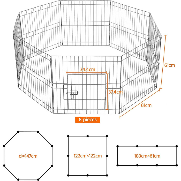 Клітка-загон для тварин Yaheetech 61x61 см, 8 частин