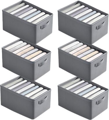 Closet Organizer, 6-Piece Closet Organizer Folding Storage Box, 7-Compartment Drawer Organizer, Closet Organization System for Clothes, Pants, Sweaters