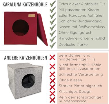 Кігтечка-будиночок для котів з фетру для полиць IKEA Kallax/Expedit, червона, для 2 котів