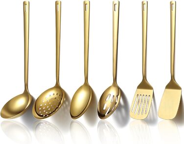 Набір кухонних аксесуарів Evanda (6 шт.), нержавіюча сталь, важкі кухонні прилади, набір лопаток, кухонні аксесуари для дому (Золотий)
