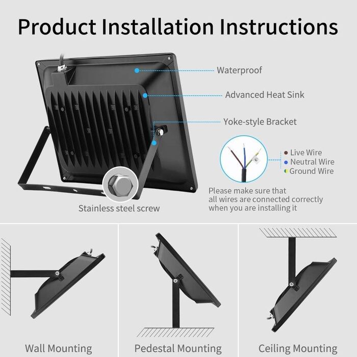LED Floodlight Outdoor | Outdoor Floodlight | LED Spotlight Floodlight Floodlight Outdoor Spotlight Cool White | Super Bright 10000LM 6000K Cool White IP65 Waterproof Floodlight Wall Light for Garden Sports Field (100W, Warm White)