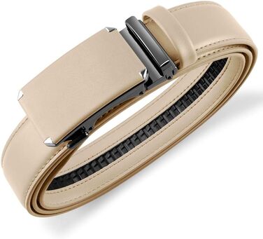 Чоловічий шкіряний ремінь DOOPAI 115 см, регульований розмір, бежевий колір