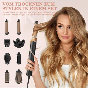 Мультистайлер для волосся AirStyler 1600W: фен, плойка, насадки для укладання, чорний