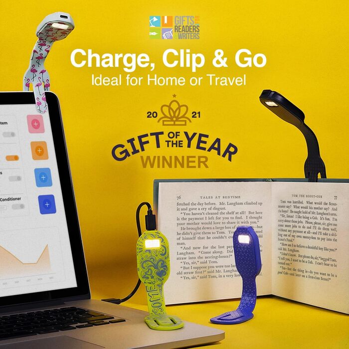 Перезаряджувана LED лампа для читання Flexilight 2-в-1: кліпса для книги, ліхтарик для дітей та дорослих, аксесуар для читання, подарунок для книголюбів (Lama)