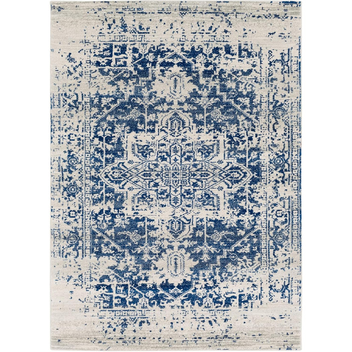Surya Syracuse Vintage Rug Large - Rug Living Room 200x274 cm, Dining Room, Bedroom - Oriental Rug Boho Style - Carpet Living Room, Colorful Pattern, Blue and Beige Blue and Beige 200 x 280 cm