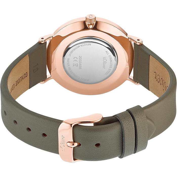 Годинник наручний s.Oliver для жінок, кварцовий, аналоговий, з шкіряним ремінцем, водонепроникний, у подарунковій коробці, елегантний