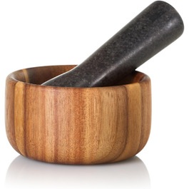 Набір для стукання спецій AdHoc MO42 з гранітним пестиком | Дерево акації та граніт | Ø 11 см