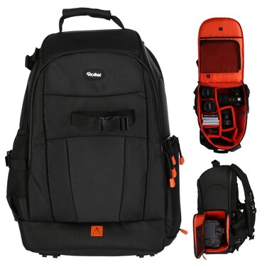 Рюкзак для фотоапарата Rollei Fotoliner Ocean M: з перероблених PET-пляшок, з дощем.і, ручної поклажі, чорний