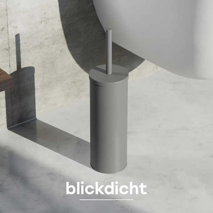 Торцева щітка для унітазу з нержавіючої сталі та силікону з дискретним тримачем - щітка для туалету з захистом від бризок, антибактеріальна, сіра