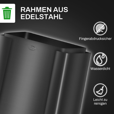HOMCOM 3 x 15L Step Trash Can with Lid and Foot Pedal, Stainless Steel Waste Bin with Inner Bucket for Living Room & Office, 61.9 x 36.6 x 43.2 cm