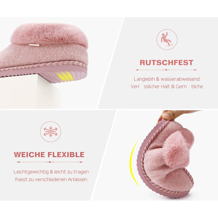 Домашні тапочки COFACE для жінок, зручні, з піною Memory Foam, з фетру, зимові, розмір 36-43 (рожеві, 41 EU)