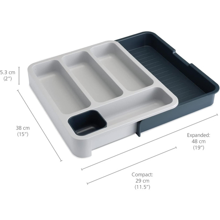 Органайзер для столових приборів DrawerStore (Сірий/Сірий) - Піддон для кухонних ящиків