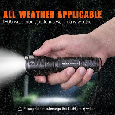 LED ліхтарик GEARLITE 4000 Lumen: 2 шт. в комплекті, водонепроникний, з зумом, для кемпінгу, туризму, надзвичайних ситуацій