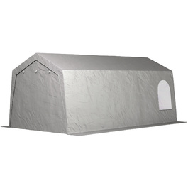 Outsunny Garage Tent, waterproof tent garage with doors, windows, anti-dust bicycle cover, shed, tool tent, storage shed for outdoor use, patio, garden, approx. 300 x 600 x 250 cm, Light Grey | Aosom