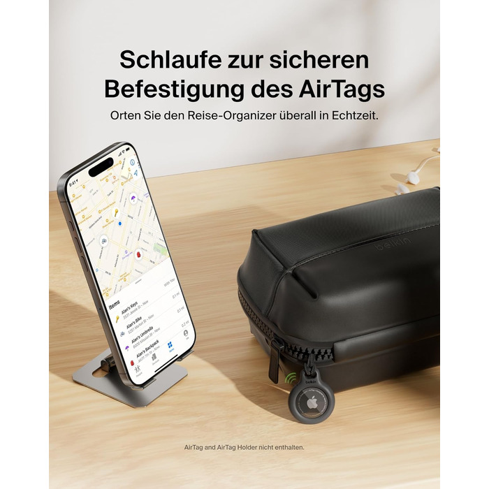 Органайзер для електроніки та аксесуарів Belkin для подорожей: сумка для iPhone, Powerbank, зарядного пристрою, Apple Pencil та AirTag, міцний м'який матеріал
