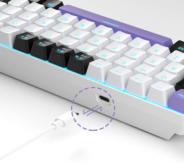 Механічна ігрова клавіатура MageGee MK-Box 68 клавіш TKL з LED-підсвічуванням, сіра (фіолетовий/червоний перемикач)