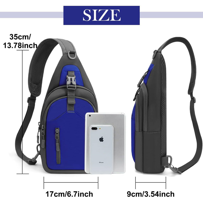 Чоловіча нагрудна сумка-рюкзак на плече, Crossbody Bag, для активного відпочинку, спорту та прогулянок з собакою (Блакитна)