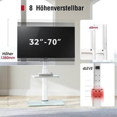 AOKCOS TV Stand - Adjustable Height, Swivel & Tilt Floor Stand for 32-70 inch TVs (up to 40kg, VESA 400x400mm)