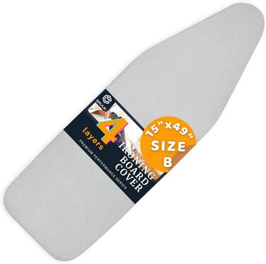 SAVUK Ironing Board Covers and Pad with Standard Size, Adjustable Elastic Edge, Heat Reflective, Fits Boards 130 x 40, 130 x 35 or 125 x 35, Cover Measurement 48 x 135 cm, Grey L 15