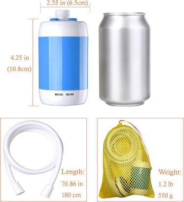 Laserbeak Portable Shower Electric Shower Camping Shower with Built-in 4800mAh Batteries and Showerhead Shut-off Valve