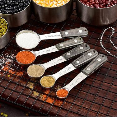 9-Piece Measuring Cup Set with Hanging Handles, Measuring Spoons, Coffee Spoons, Stainless Steel, Non-Toxic, Professional Kitchen Measuring Set for Cooking and Baking.