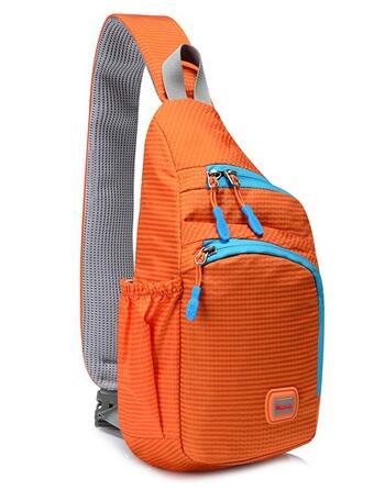 Водонепроникний рюкзак-слінг з нейлону Gisdanchz з нагрудною кишенею для спорту та активного відпочинку (Plaid-orange, 36*18*9 см)