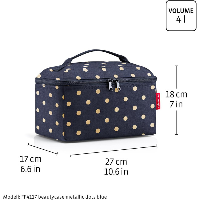 Набір косметичок reisenthel Beautycase Set: косметичка та прямокутна сумка для аксесуарів, Metallic Dots Blue (17x18x17 см та 21x8x4 см)