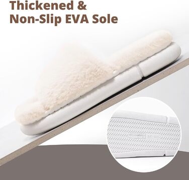 Жіночі плюшеві халапи з штучного хутра, з піною пам'яті, теплі та зручні (Бежевий, 40/41 EU)