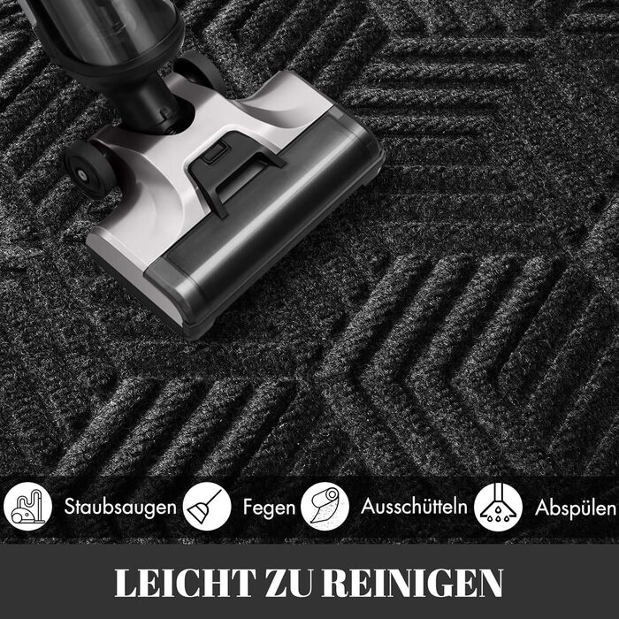 Килимок для дому та вулиці Yimobra - грязеуловлюючий, неслизький, миючий, вологостійкий (75 x 43 см, чорний)