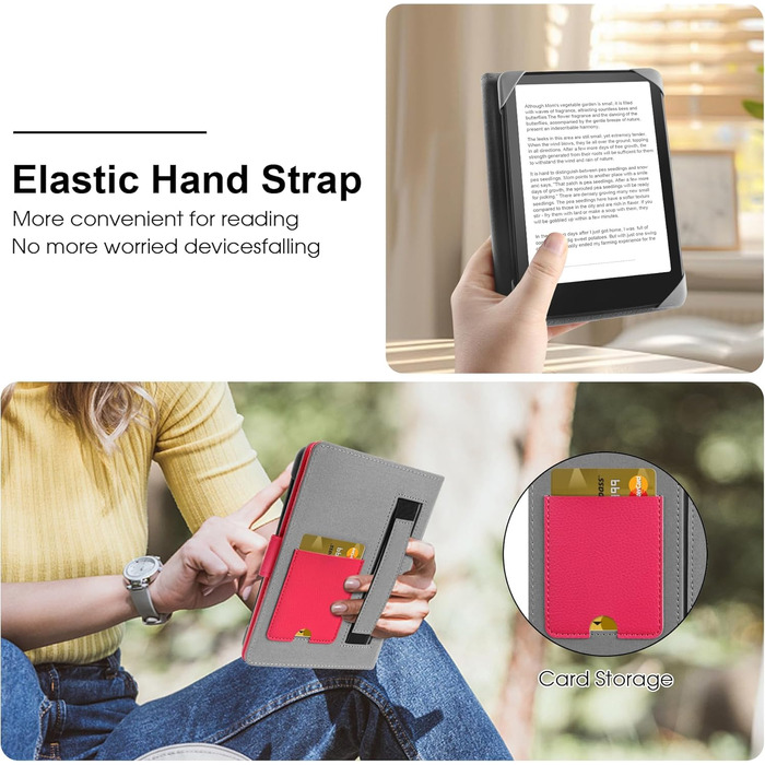 Чохол для електронного читача 6-7 дюймів: Pocketbook, Tolino, Sony, Kindle, Kobo. Шкіряний чохол, зелений (рожевий)