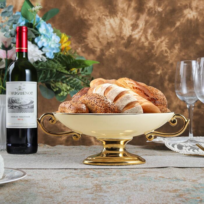 Золота етажерка Fanquare з 2 ярусами з кераміки та порцеляни, підставка для тортів, фруктів та капкейків